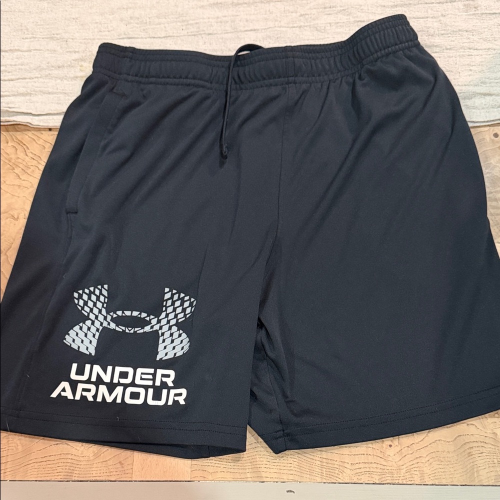 Under Armour Black Athletic Shorts with Large Logo